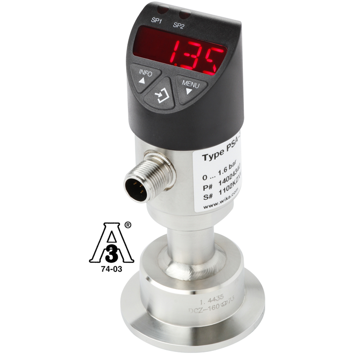 Electronic pressure switch with hygienic process connections WIKA
